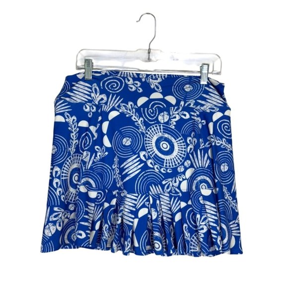 DonaJo Pants - DonaJo Womens Skort Size XL Blue White Print Pleated Skirt